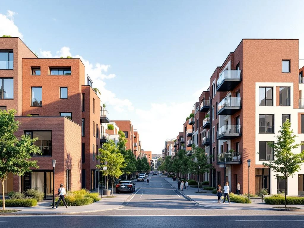 Moderne en historische woningen in Amsterdam-Noord en Nieuw-West met groene ruimtes en wandelende bewoners
