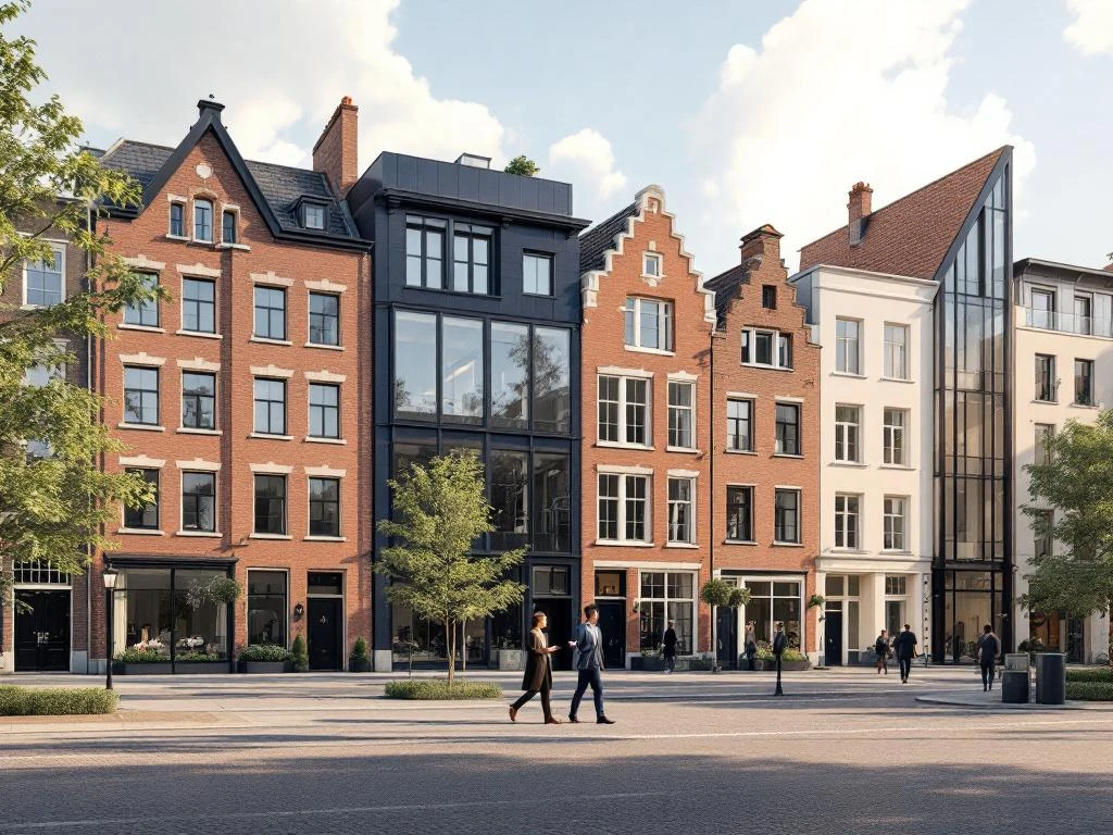 Vastgoedmakelaar adviseert klanten voor Amsterdamse grachtenpanden en moderne gebouwen, 3D architectuurvisualisatie