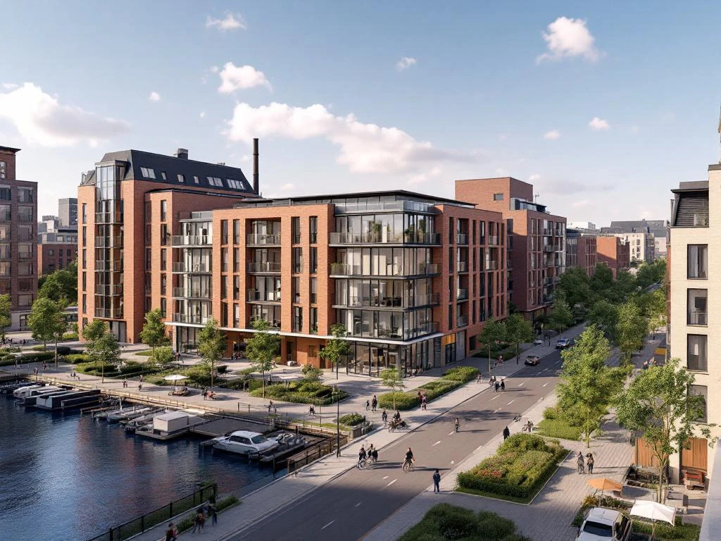 Moderne waterkant ontwikkelingen in Amsterdam Noord langs het IJ met eigentijdse appartementen en groene boulevards